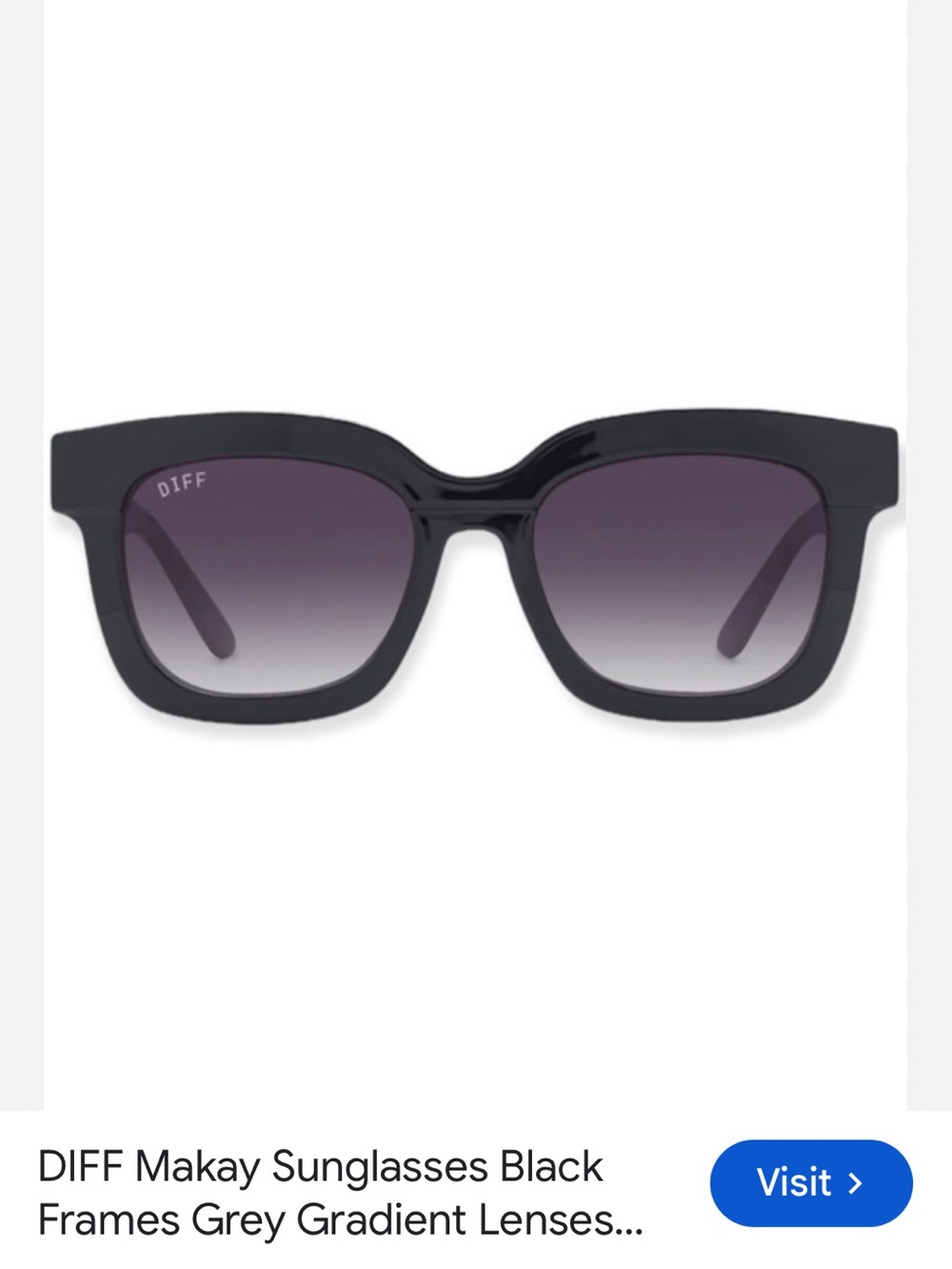Diff Eyewear Makay Black Frames with Grey Gradient Lenses